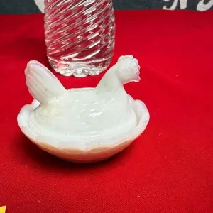 Westmoreland Milk Glass salt cellar - Hen on nest