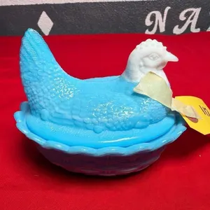 Westmoreland Milk Glass covered dish - Hen on
