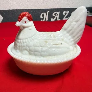 Westmoreland Milk Glass covered dish - Hen on