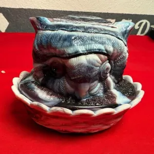 Imperial Glass Purple Slag - covered dish OWL