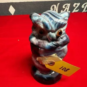 Imperial Glass Purple Slag - covered dish OWL