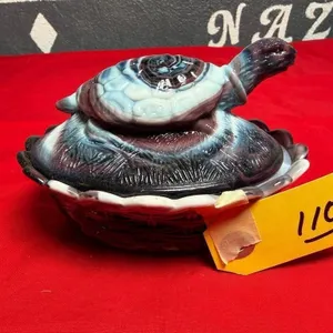 Imperial Glass Purple Slag - covered dish TURTLE