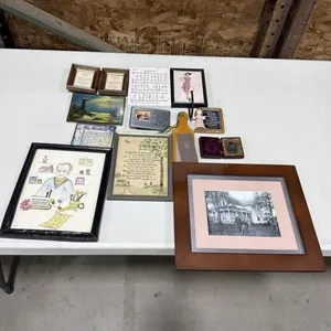 Wall Art, Frames, Vintage Picture with Hair on
