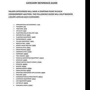 CONSIGNMENT AUCTION CATEGORY GUIDE