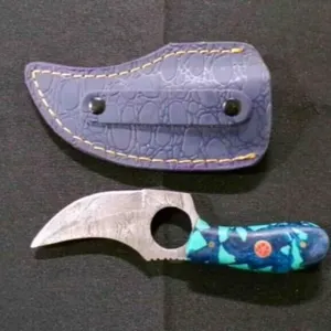 Finger Hole Skinner Knife With Sheath