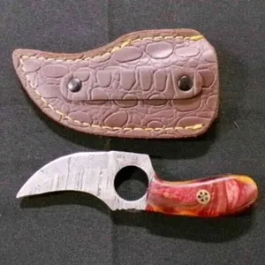 Finger Hole Skinner Knife With Sheath