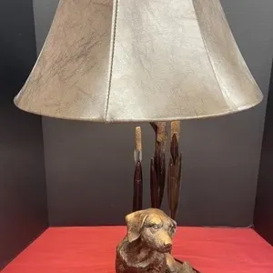 Duck hunting dog and decoy table lamp.