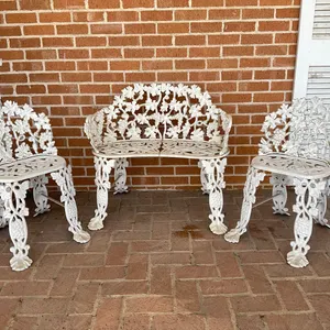 Wrought Iron Bench & Chairs
