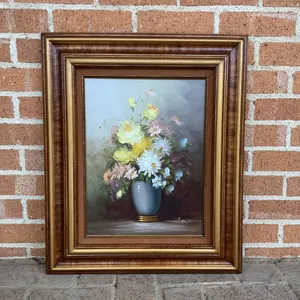 Vintage Floral Still Life Oil Painting by Robert Cox