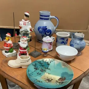 SALT GLAZE POTTERY & MISC ORNAMENTS