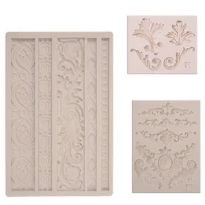 ondant Frame Mold, 3 Packs Chocoloate Curlicues Lace Molds, Clay Mold, Curlicues Silicone for Baking