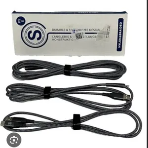3 Nylon Braided USB-A to USB-C Cables, 10 ft Each