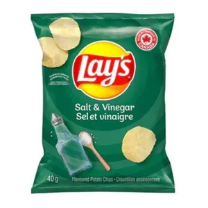 Lays Salt & Vinegar Flavored Potato Chips, Single Serve, 40 Bags x 40g
