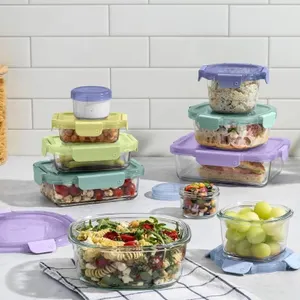Ello Glass Food Storage 20-Piece Set, Color Lock