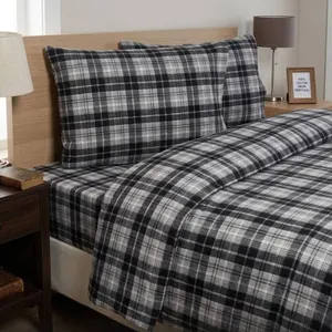 Queen Grand Soft Flannel Bedding Set from Portugal 100 Percent Cotton 4Pc Set