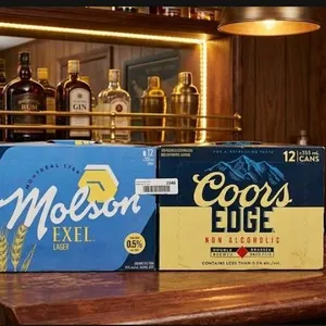 Molson Excel Lager and Coors Edge Non-Alcoholic Beer Lot (12 x 355ml Each)