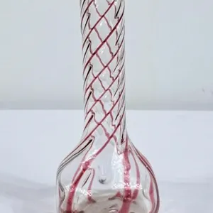 Beautiful Cranberry Swirl Glass Vase w/Sterling