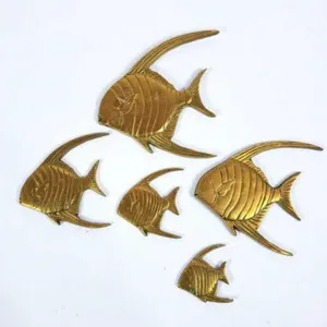 Vintage Brass Tropical Fish Wall Art