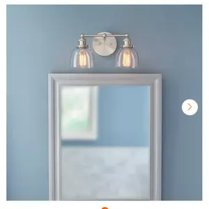Evelyn 16.25in 2-Light Brushed Nickel Industrial Vanity with Clear Glass Shades