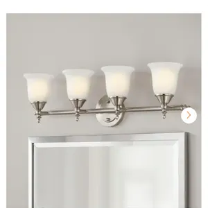 29.8in 4-Light Brushed Nickel Bathroom Vanity Light Fixture with Bell Shaped Shades