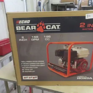 New Echo Bear Cat 2" Water Pump, 196cc, 158 GPM, Honda Engine