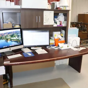 confrence table turned into desk (28x80x40) Plus a non matching hutch
