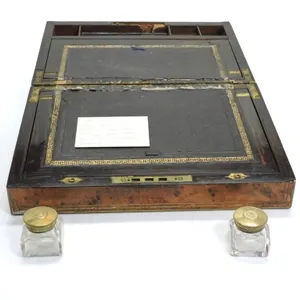 ANTIQUE WRITING SLOPE W/AMBROTYPE PHOTOGRAPH 1875