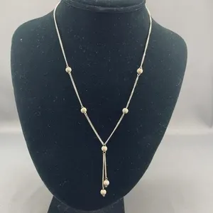 Vintage Italian Dusted Sterling Beaded Necklace