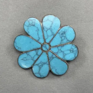 Vintage Sterling Silver w Turquoise Brooch