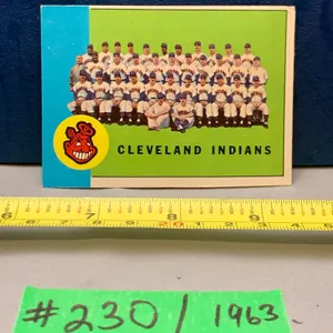 MLB Baseball Card - 1963 Vintage Cleveland Indians Team Card #451 - Rare Minty!