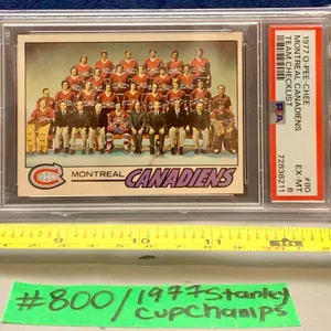 NHL HOCKEY - OPC 1977 Stanley Cup Champions Montreal Canadiens Team Card PSA 6
