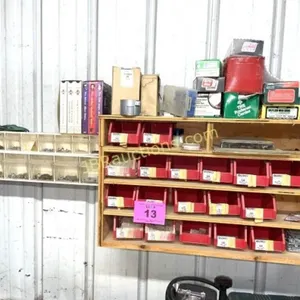 WALL MOUNT HARDWARE BINS AND CONTENTS