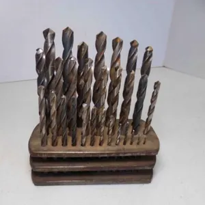 Vintage Machinist Drill Bit Set with Metal Stand