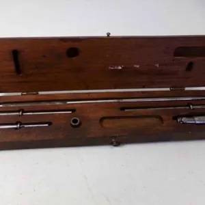 Vintage Machinist's Inside Micrometer Set in Wood