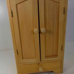 12" Tall Raw Wood Armoire or Wardrobe Cabinet