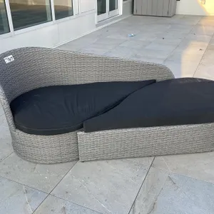 Outdoor Patio Wicker Sun Lounger w/ Cushions
 UNRESERVED