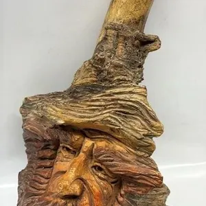 Resin carving of old man in tree 11 inches