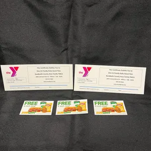 2 YMCA Family Day Passes and 3 Subway Coupons