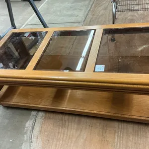 Oak Coffee Table with Glass Panels