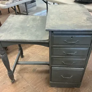 Gray Wood Desk With Drawers