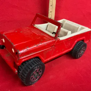 Red Pressed Steel Toy Jeep