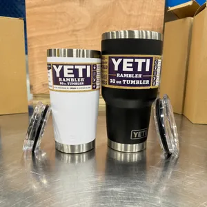 (2) YETI RAMBLER TUMBLERS - 20 OZ WHITE & 30 OZ BLACK