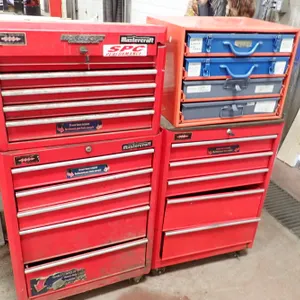 Lot of Tool Cabinets, Top Chest, Parts Organizer and Contents.