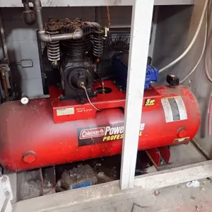 Coleman Powermate Professional 5hp 80gal Horizontal Air Compressor. NOTE: REQUIRES DISCONNECT.