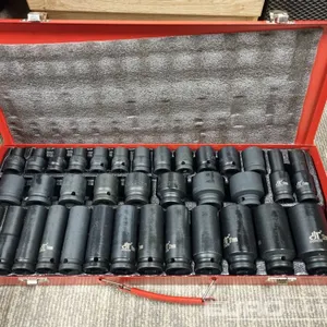 Unused 35 Piece 1/2" Drive Air Impact Socket Set, Steel Case 