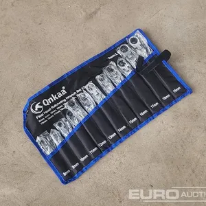 Unused 12pcs Flexible Ratchet Spanner Set, 8-19mm 