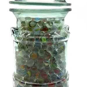 Marbles in Lidded Glass Jar
