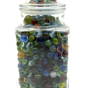 Marbles in Lidded Glass Jar