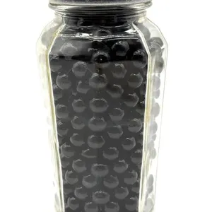 Black Marbles in Octagonal Lidded Glass Jar