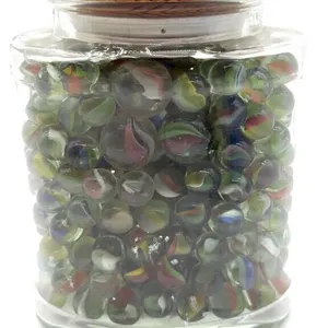Shooter Marbles and Marbles in Oval Glass Jar
